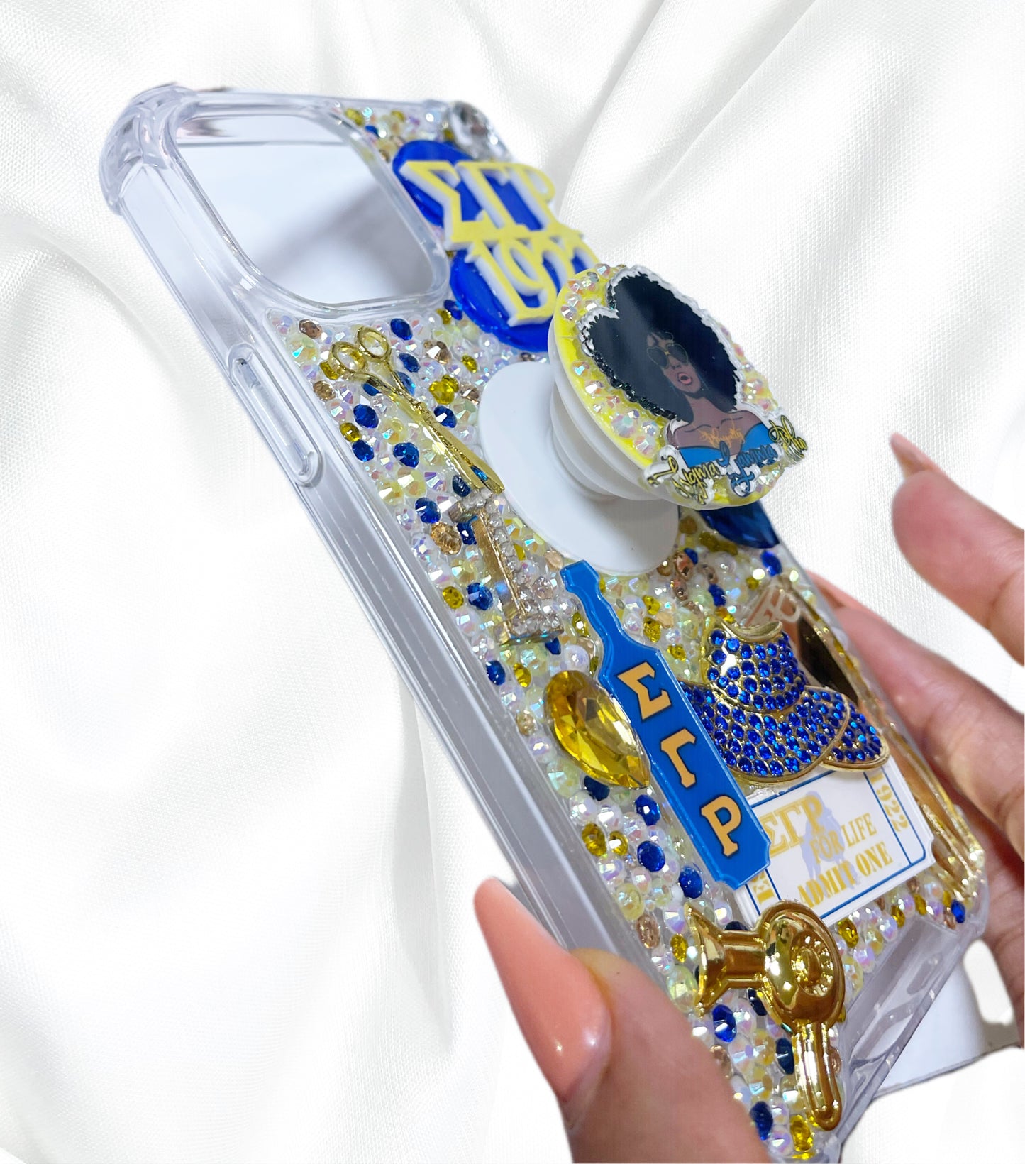 SGRho Cosmetology Themed Snap On Phone Case with Protective Bumpers Custom Line Number and Pop Socket for the iPhone 13 Pro Max
