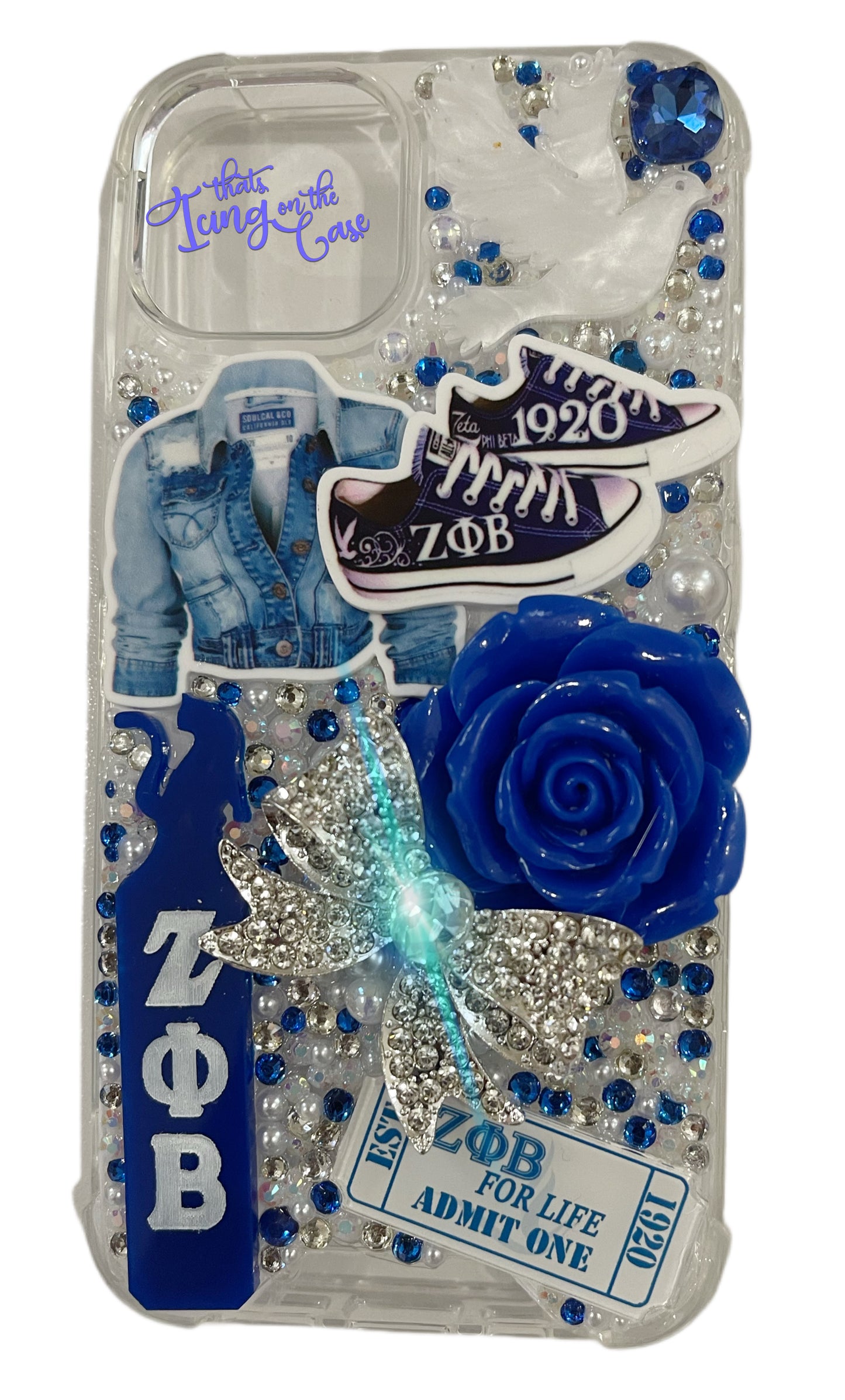 Blue Jeans and Sneakers Sorority Inspired Ready-to-Ship snap on phone case with protective bumper guards for the iPhone 14 (regular)