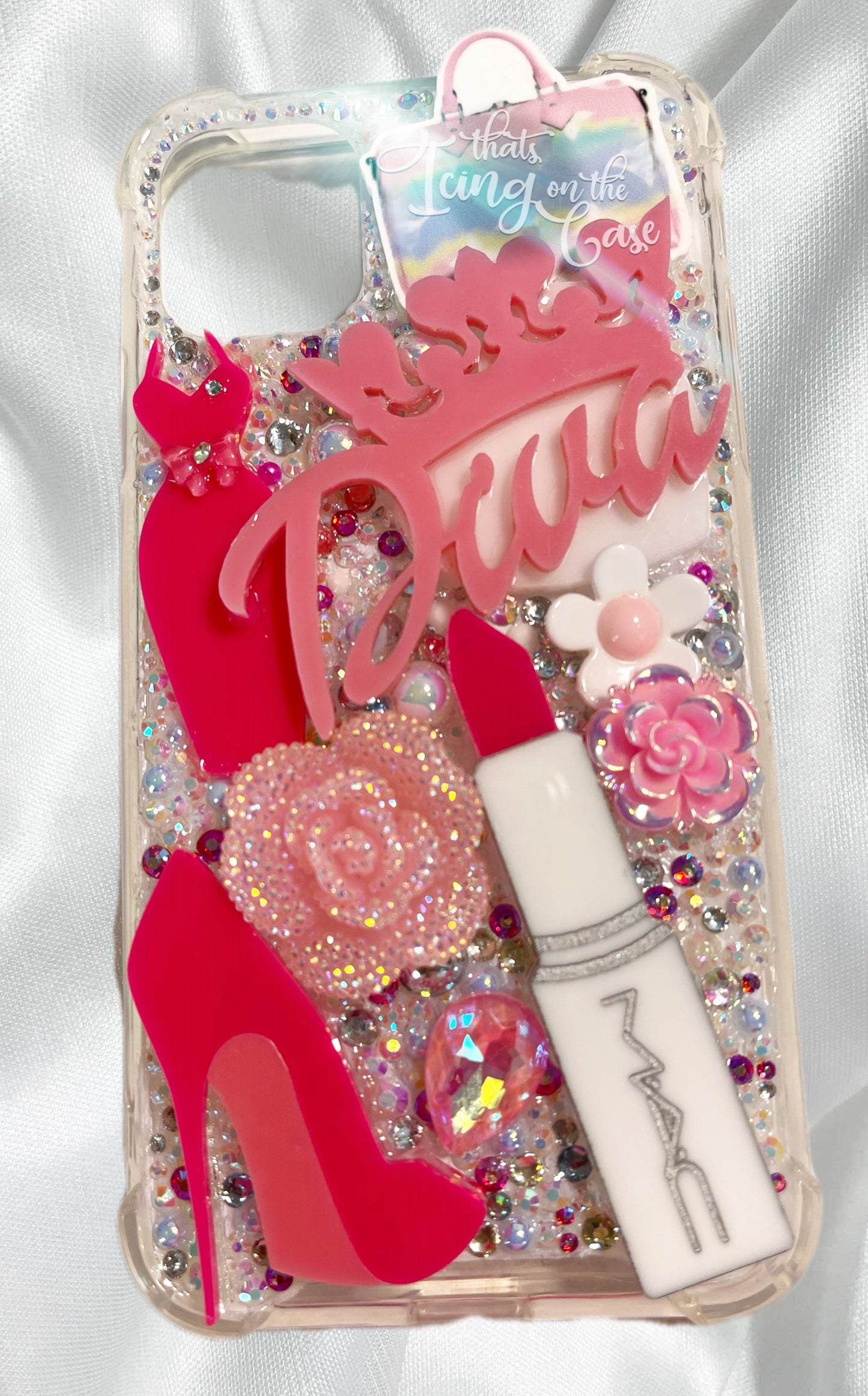 Diva-in-Pink Themed ready-to-ship snap on phone case with protective bumpers for the iPhone 11