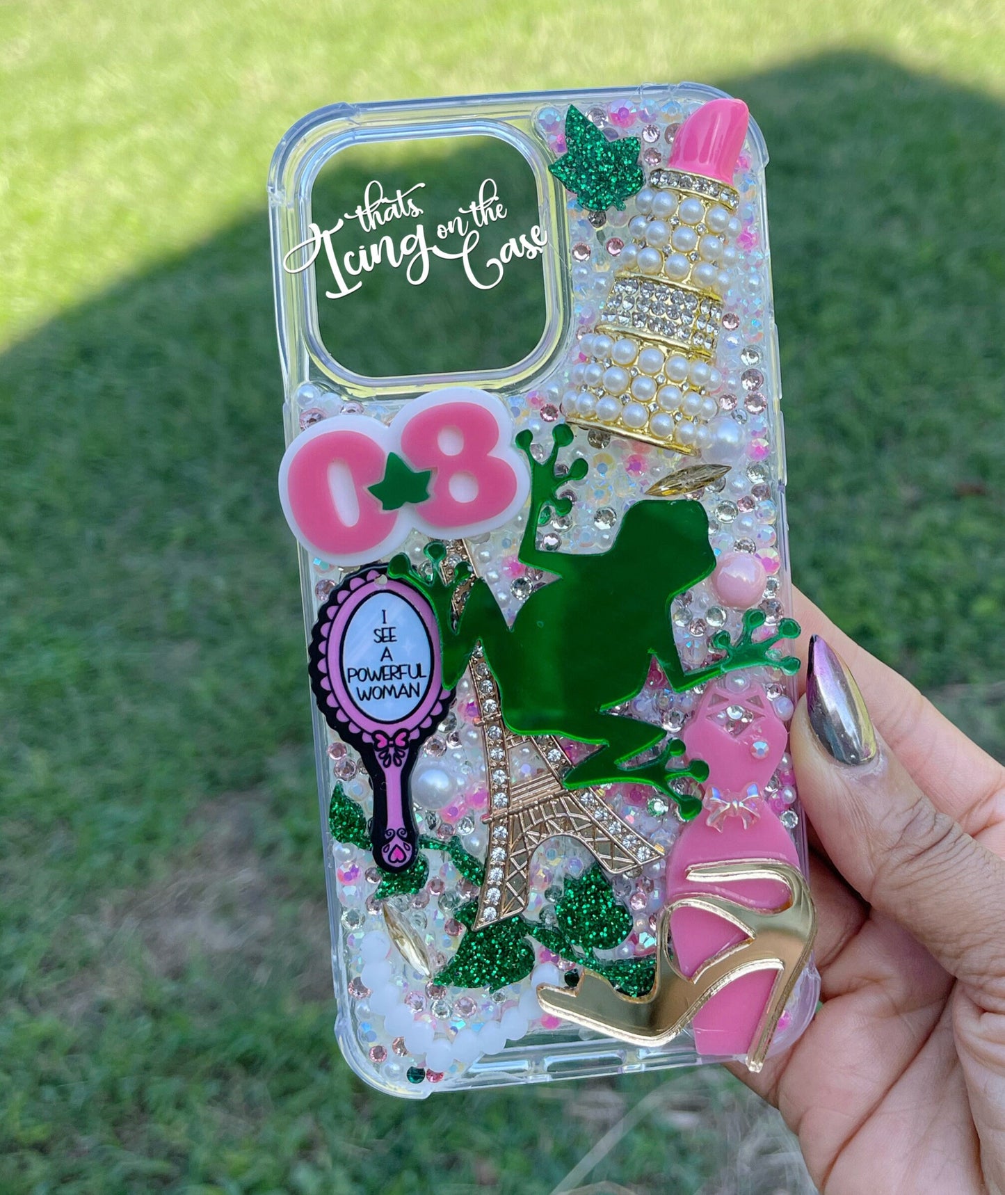 Powerful Woman In the Mirror Sorority Themed Ready to Ship Snap On Phone Case with Protective Bumper Guards for the iPhone 14 Pro Max