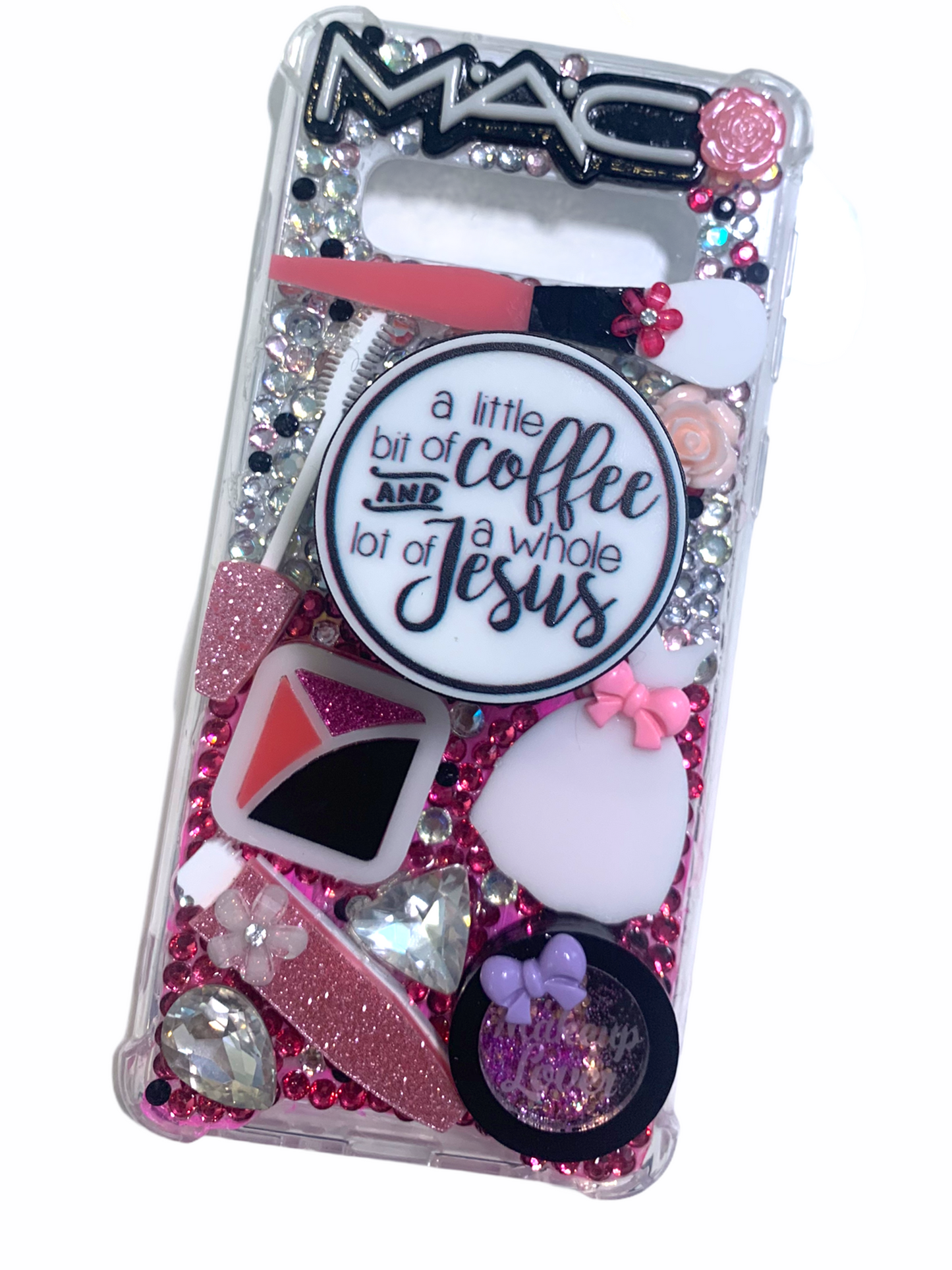 Coffee and Jesus Ready To Ship snap on phone case with protective bumper guards and socket for the Samsung Galaxy S10