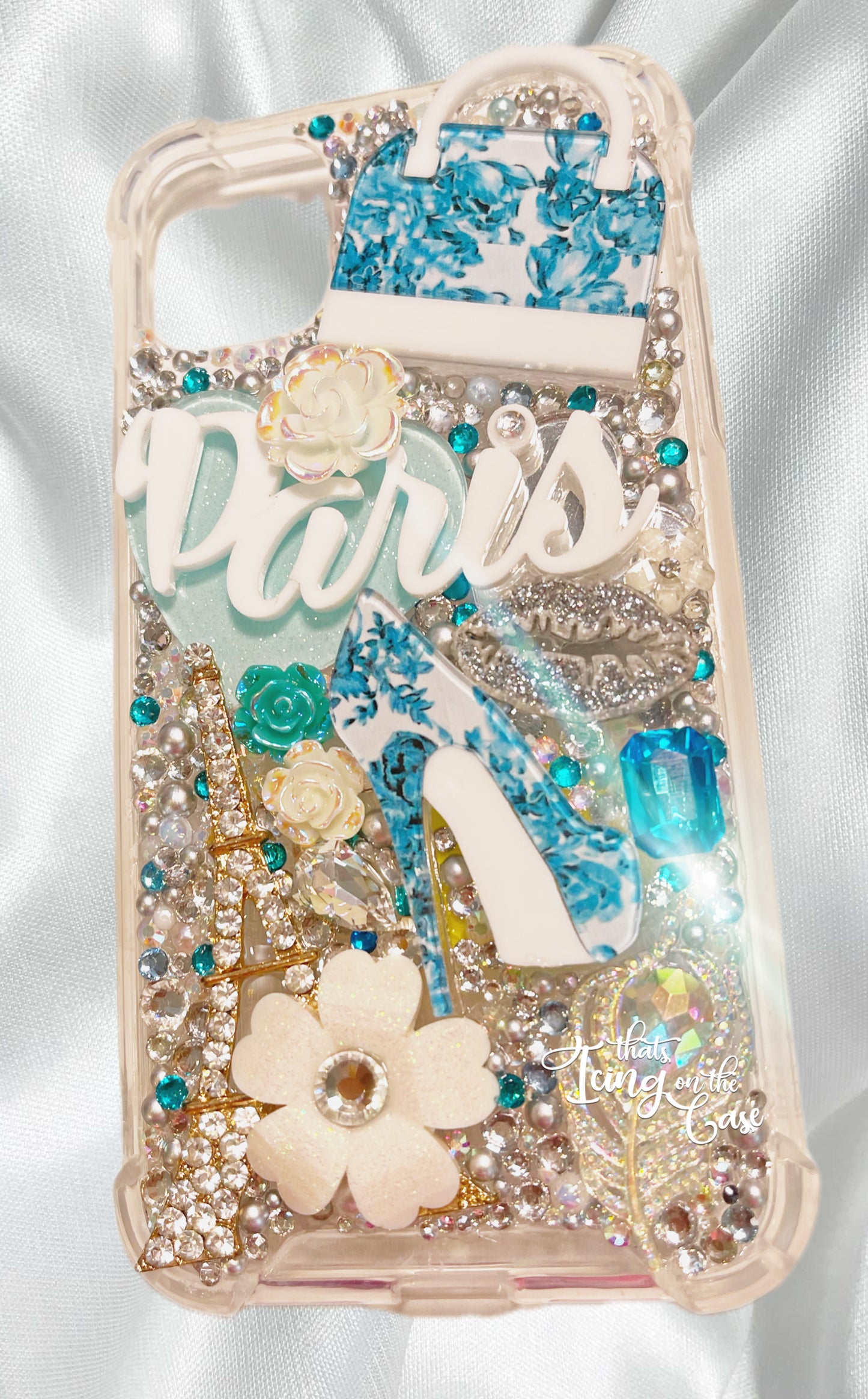 Blinging in Paris ready to ship snap on phone case with protective bumpers for the iPhone 11