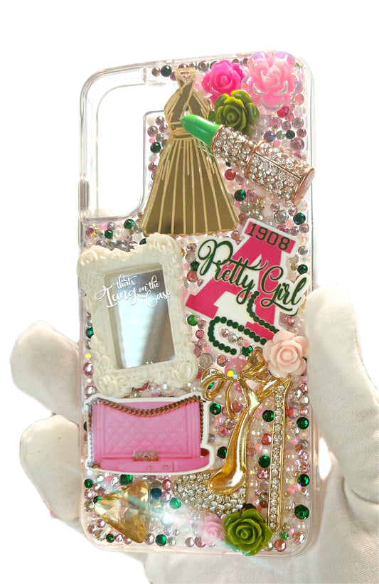 Pretty Girl Sorority Themed Ready (Immediate shipping) Snap On Phone case with protective bumper guards for the Samsung Galaxy S22+