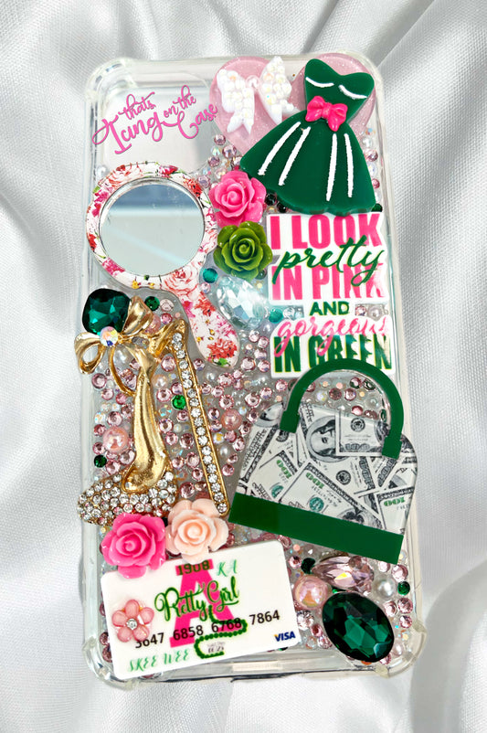Pretty in Pink and Green Ready to Ship Snap On Phone Case with Protective Bumpers for the iPhone 11 Pro Max