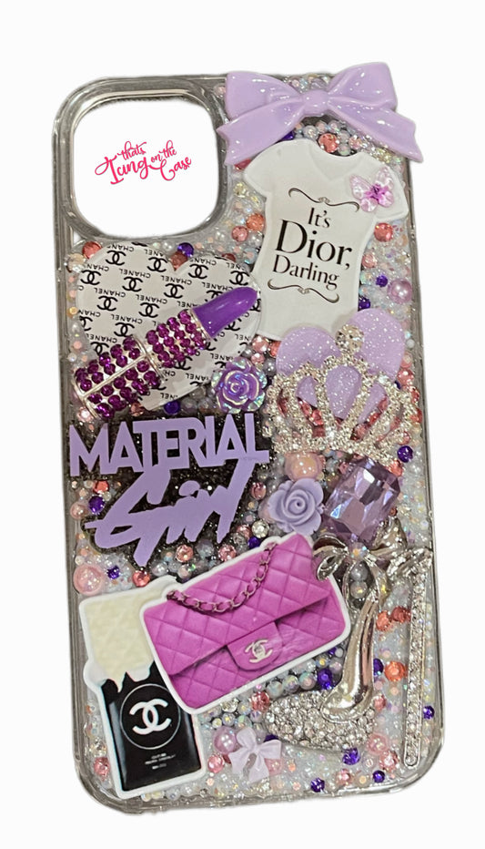 Material Girl themed ready to ship snap on phone case for the iPhone 14 PLUS (not Pro Max)
