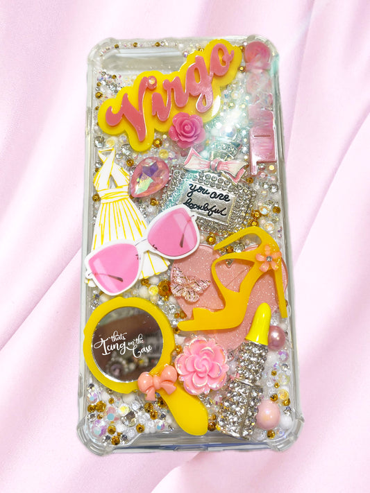 Virgo Pink and Yellow Glam Case Ready to Ship for the iPhone 8+ with protective bumper guards