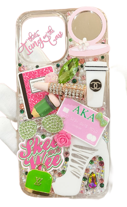 Education is Key Sorority Themed Ready to ship snap on phone case with protective bumper guards for the iPhone 14 pro Max