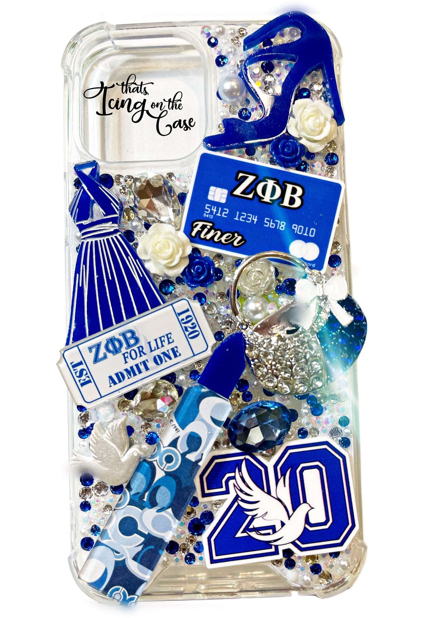 Admit One Dove Sorority Themed Ready to Ship Snap on Phone case with protective bumpers for the iPhone 13 Pro Max