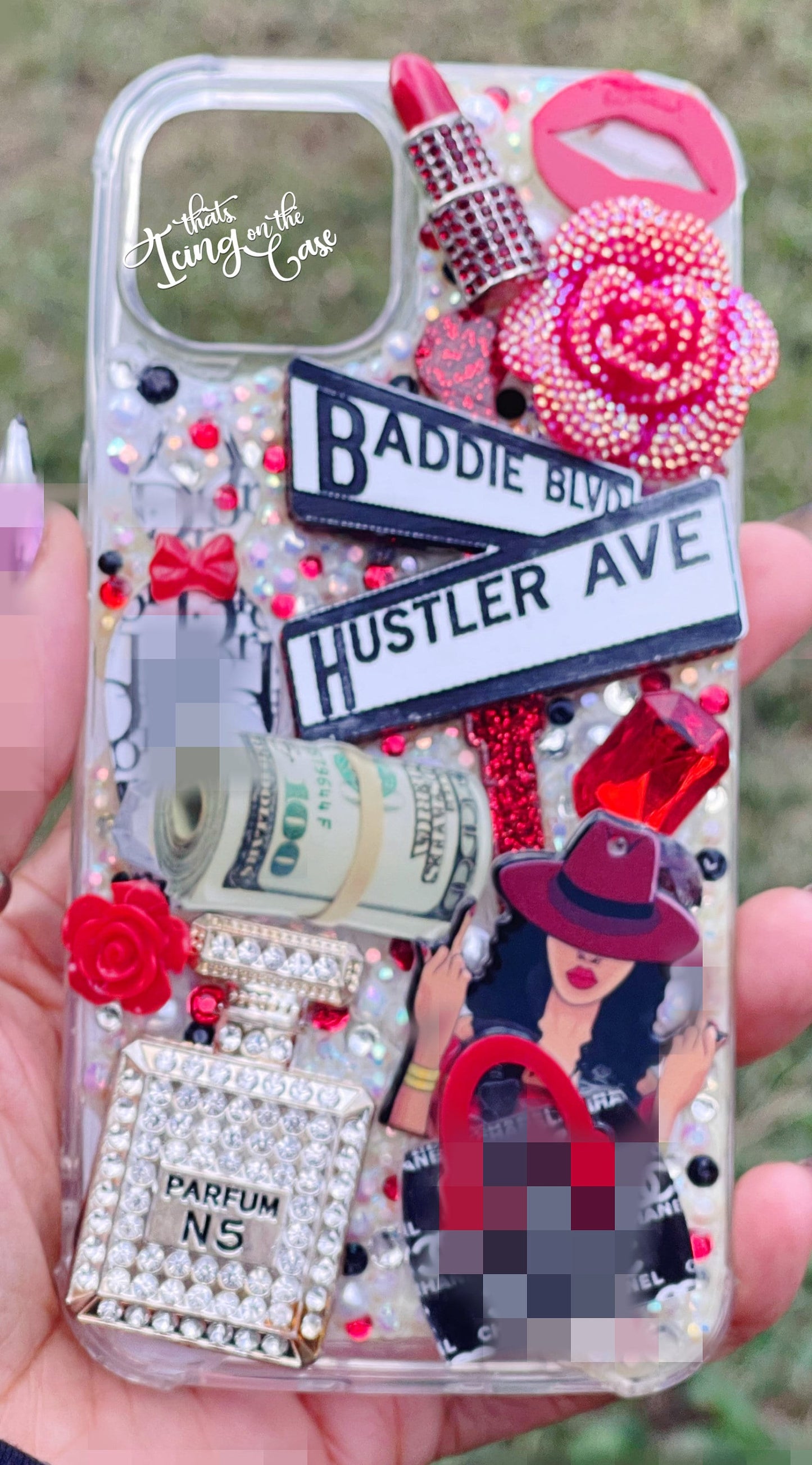 Baddie Blvd Themed Ready to Ship Snap On Bling Rhinestone Phone Case with Protective Bumper Guards for the iPhone 13 and iPhone 14