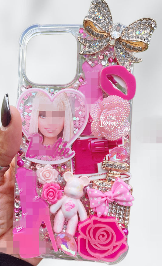 Fashionable Doll Themed ready to Ship Snap On Rhinestone Bling Phone Case with Bumper Guards for the iPhone 12 Pro Max and iPhone 13 pro Max