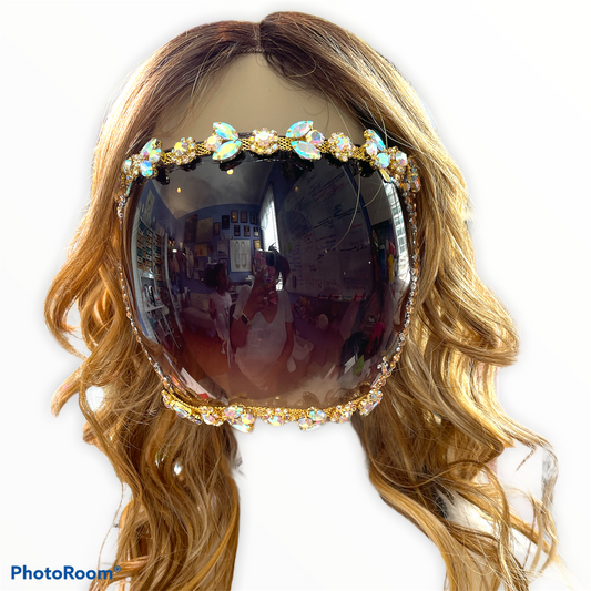 Florally Royalty Tinted Embellished Trim Face Shield